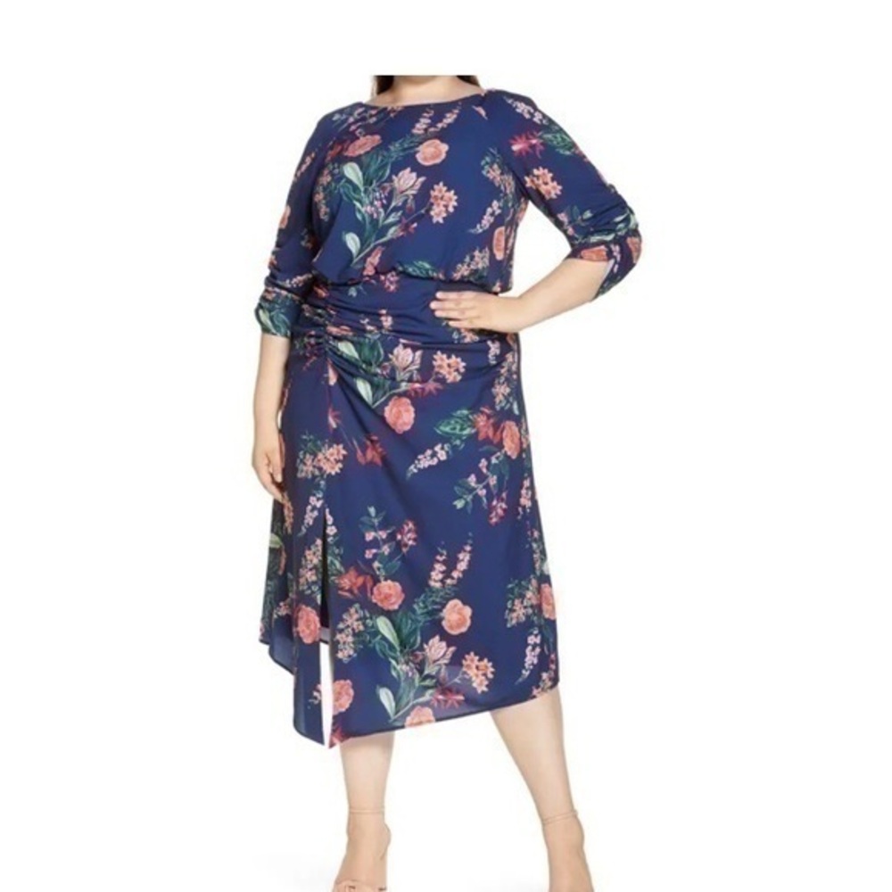 Vince Camuto size 14W floral crepe midi dress